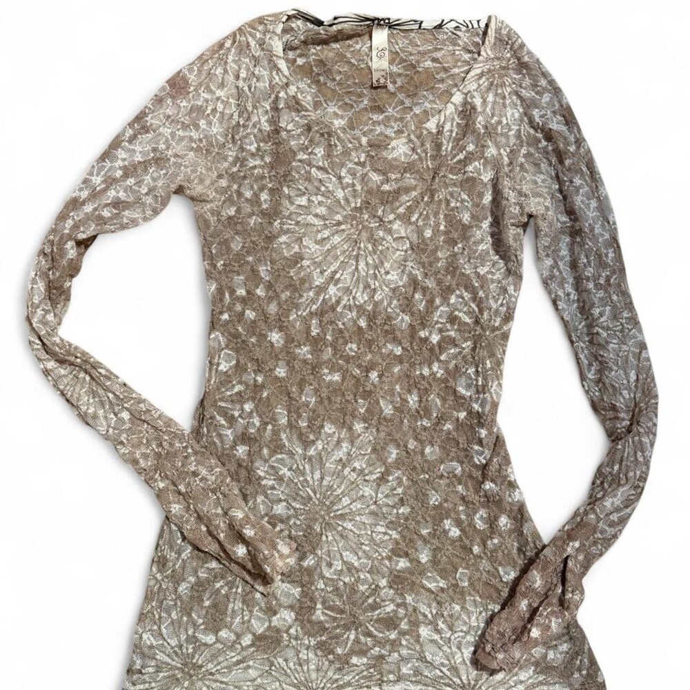 Entro white and beige floral lace long sleeve top #floral #lace
